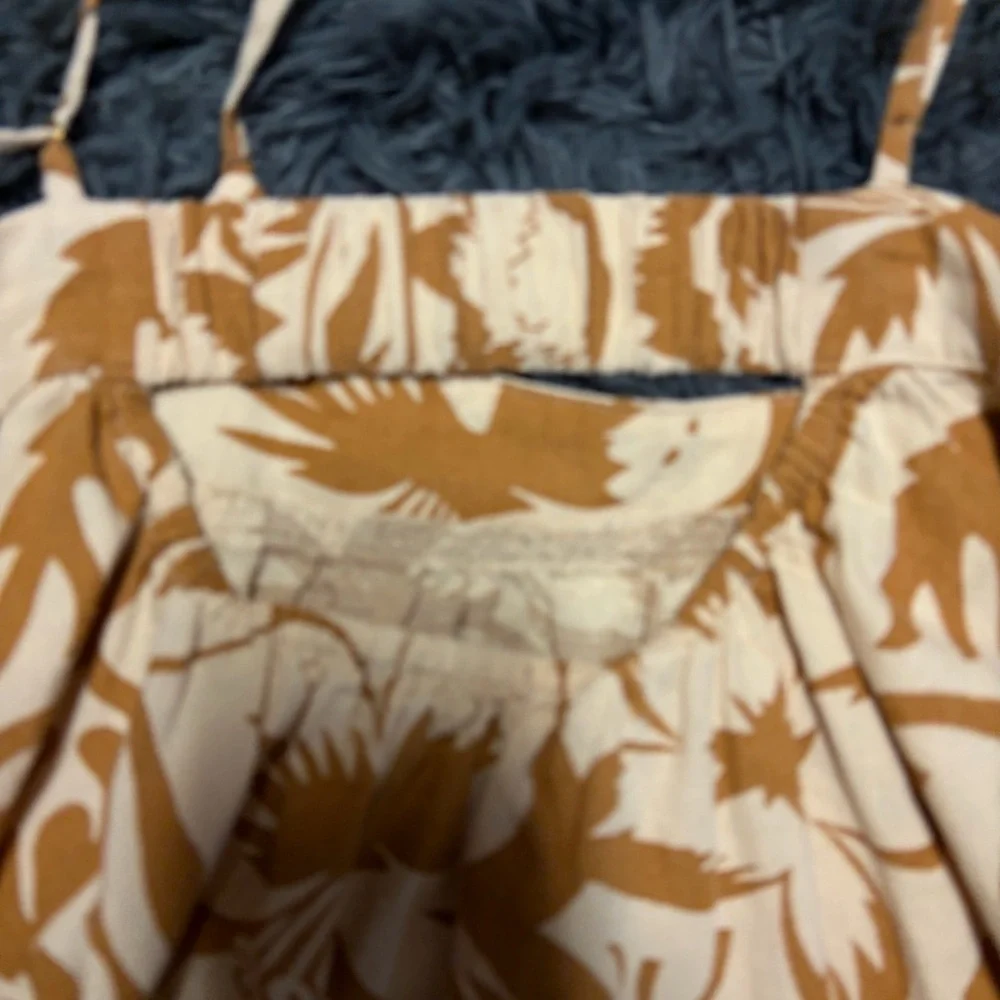 MADEWELL Women's summer beach boho Orange Linen-Blend Cami Midi Dress small - Picture 9 of 15